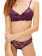 Cansoy Lace Underwear Set with Bra & Brazil Purple