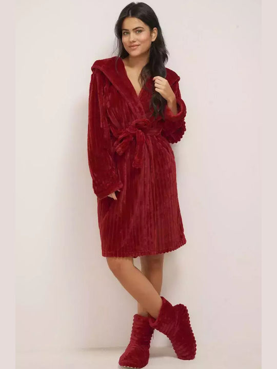 Bonatti Χειμερινή Γυναικεία Fleece Ρόμπα Κόκκινη