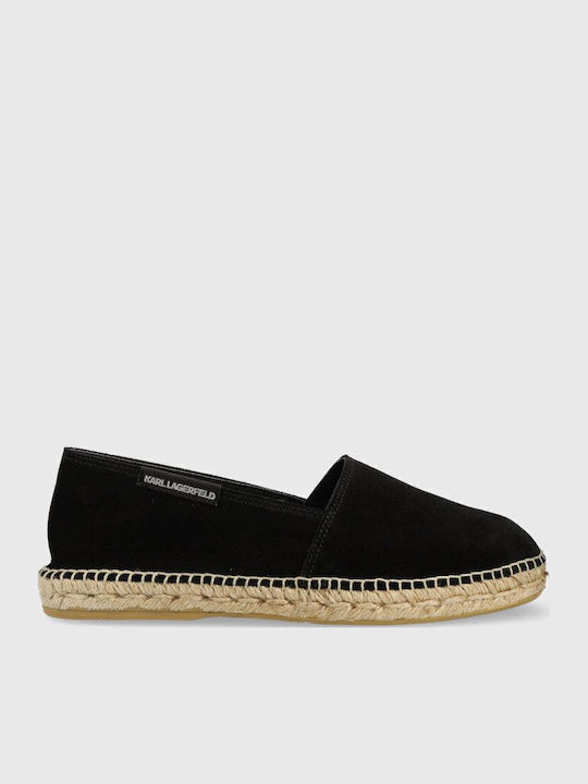 Din piele întoarsă Espadrile pentru bărbați în culoarea Negru