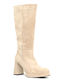 Leather High Heel Women's Boots Beige