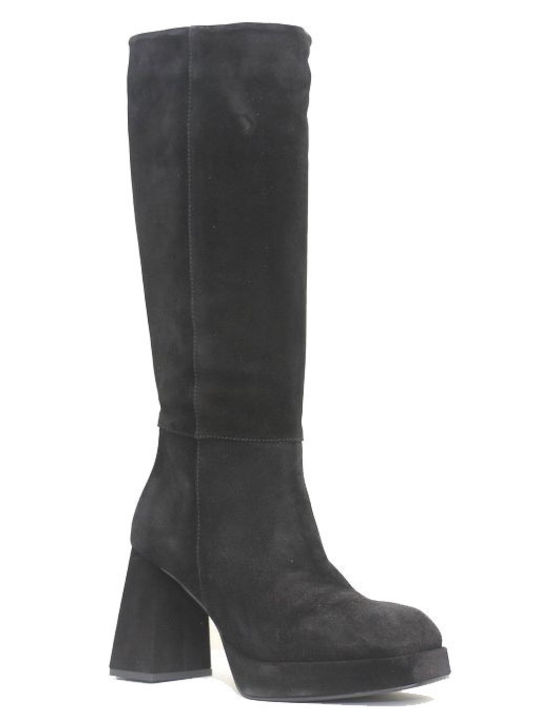 Mille Luci Leather High Heel Women's Boots Black
