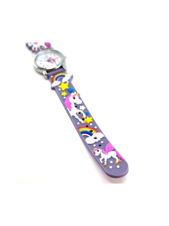 Kids Analog Watch with Rubber/Plastic Strap Lilac