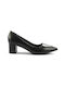 Fshoes Synthetic Leather Pointed Toe Black Heels