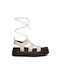 Dr. Martens Nartilla Leder Damen Flache Sandalen Gladiator Flatforms in Beige Farbe