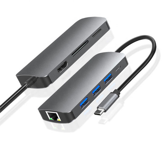 USB-C Docking Station mit HDMI 4K PD Ethernet Gray (0106)