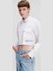 Women's Denim Monochrome Long Sleeve Shirt White