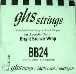 GHS Strings Single Bronze String for Acoustic Guitar Ghs BB24