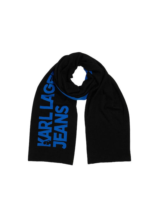 Karl Lagerfeld Men's Wool Scarf Black