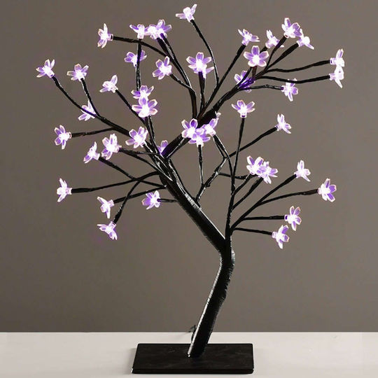 Christmas Decorative Illuminated Plastic Tree Natural Appearance 45cm IP20 Electric Purple Tree With Flowers Of Silicone