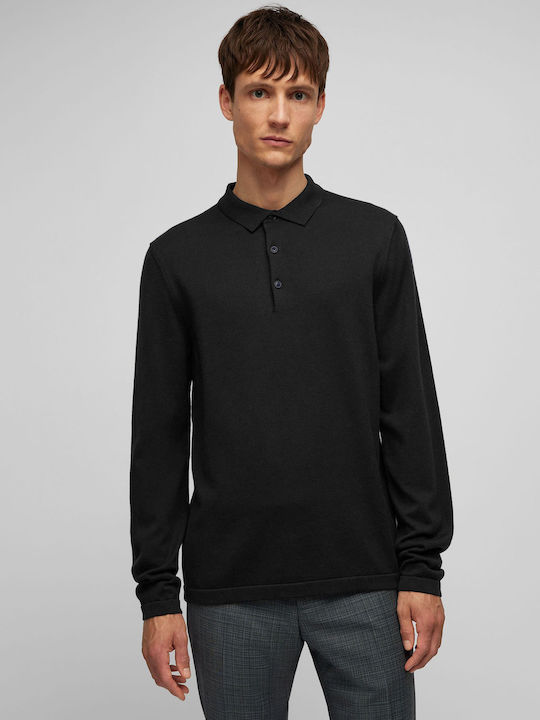 Polo Langarm-Pullover Schwarz
