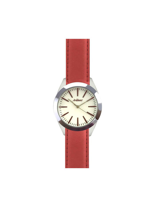 Arabians Watch Battery with Red Leather Strap