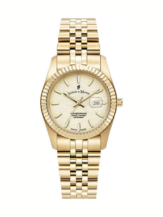 Jacques Du Manoir Damen Uhr mit Gold Metallarmband