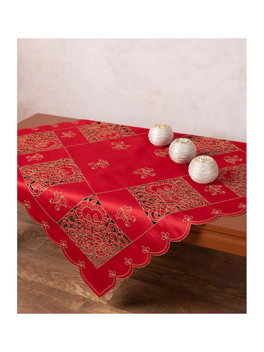 Silk Fashion Christmas Tablecloth Square Red L130xW130xH130cm 1pcs