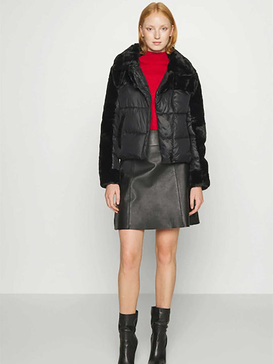 DKNY Women's Long Puffer Jacket for Winter Black