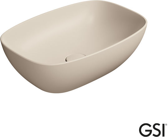 GSI Nubes Επικαθήμενος Νιπτήρας Πορσελάνης 50x35x16cm Creta