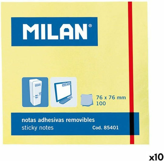 Milan Αυτοκόλλητα Χαρτάκια Σημειώσεων σε Κύβο Κίτρινα 7.6x7.6εκ.