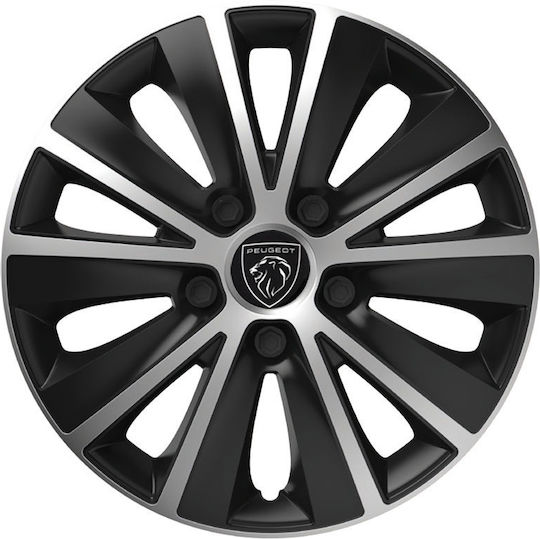 Versaco Auto Radkappen Set Rapide mit Marke Peugeot 4Stück 14" Schwarz