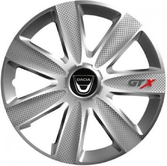 Versaco Car Hubcap Set Carbon Gtx with Dacia Emblem 14" 4pcs Silver