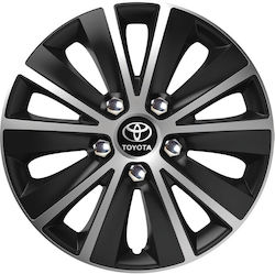 Versaco Auto Radkappen Set Rapide Nc mit Marke Toyota 4Stück 14" Schwarz/Silber