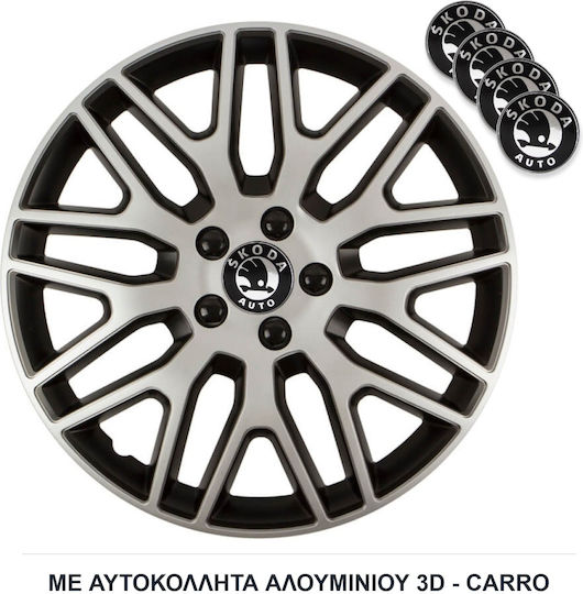 Versaco Set Capace De Roți Auto Dakar Compatibilitate Skoda 4 Bucăți 15 Negru/Argintiu