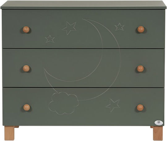 Aster Baby Dresser with 3 Drawers Gray 100x55x90cm