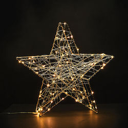 Aca Χριστουγεννιάτικο Διακοσμητικó Επιτραπέζιο Αστέρι Φωτιζόμενο Μεταλλικό Χάλκινο