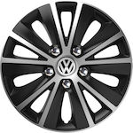 Versaco Car Hubcap Set Rapide Nc with VW Emblem 14" 4pcs Silver /Black