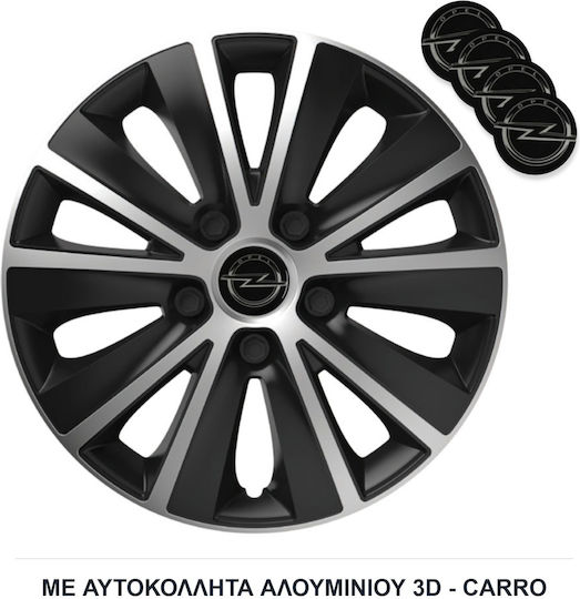 Versaco Car Hubcap Set Rapide with Opel Emblem 14" 4pcs Black