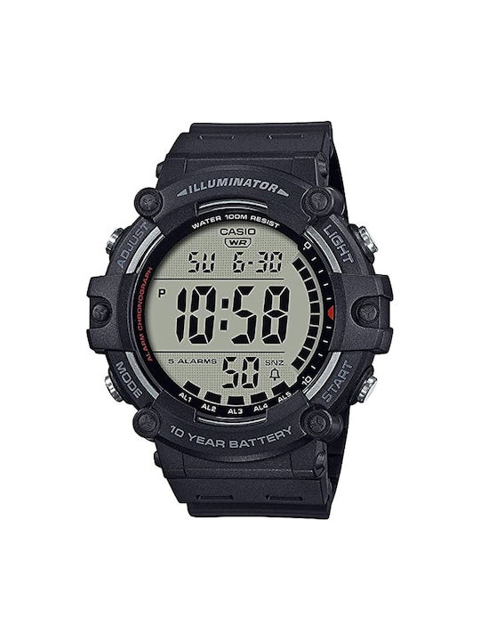 Casio Collection Digital Watch Battery with Black Rubber Strap