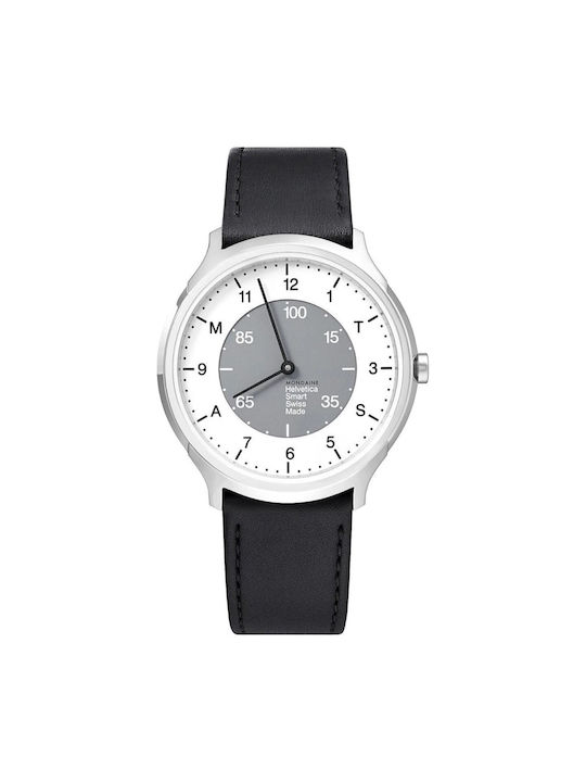 Mondaine Watch with Black Leather Strap