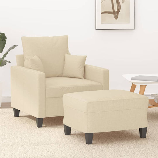 Sessel mit Fußhocker Cream 78x77x80cm