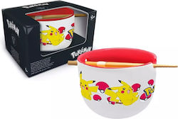 Just Funky Pokemon - Pikachu Ramen Set (bowl, Chopsticks) Serving Bowl Round Ceramic Beige
