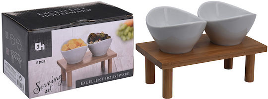 Excellent Houseware Съд за сервиране от порцелан Бял 3pcs