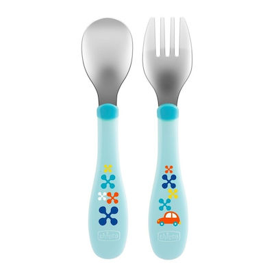 Chicco Baby Set with Fork made of Plastic for 18+ months Blue