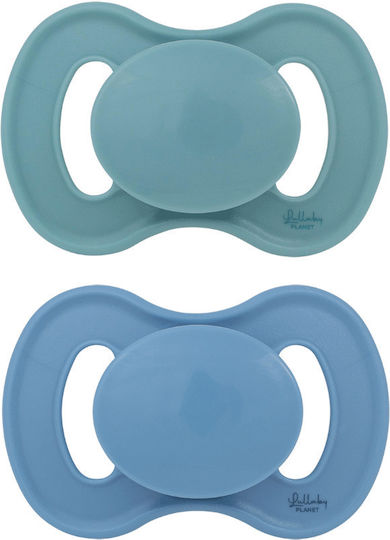 Lullaby Planet Pacifiers Silicone Ocean Teal & Dove Blue for 6+ months 2pcs