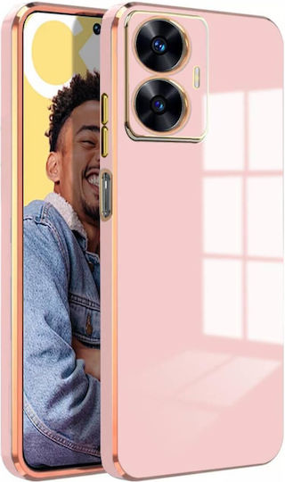 Bodycell Plated Umschlag Rückseite Silikon mit Band Gold (Realme C55)