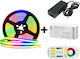 123led LED Strip RGB Light 5m Type COB with Power Supply & Remote Control