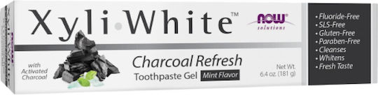 Now Foods XyliWhite Charcoal Refresh Pastă de dinți cu cărbune activ 182gr