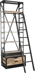 Bookshelf Φυσικό, Μαύρο 75x47x220cm