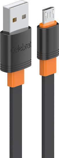 Celebrat Flach USB 2.0 auf Micro-USB-Kabel Schwarz 1m (CB-33A-M-BK) 1Stück