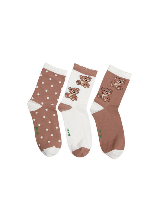 ME-WE Women's Patterned Socks Coffee / Ecru 3Pack