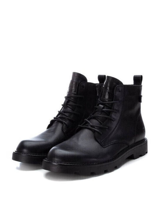 Carmela Footwear Leather Combat Boots Black