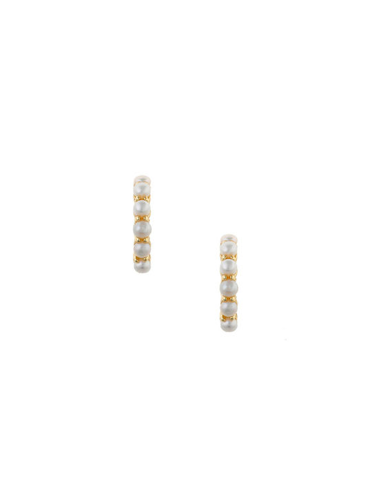 Salvatore Plata Earrings Hoops made of Silver Gold Plated with Stones & Pearls