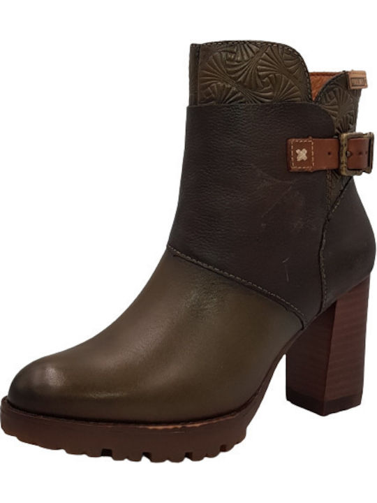 Pikolinos Leather Women's Ankle Boots Green