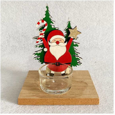 +Efo Christmas Wood Candlestick 12x10cm