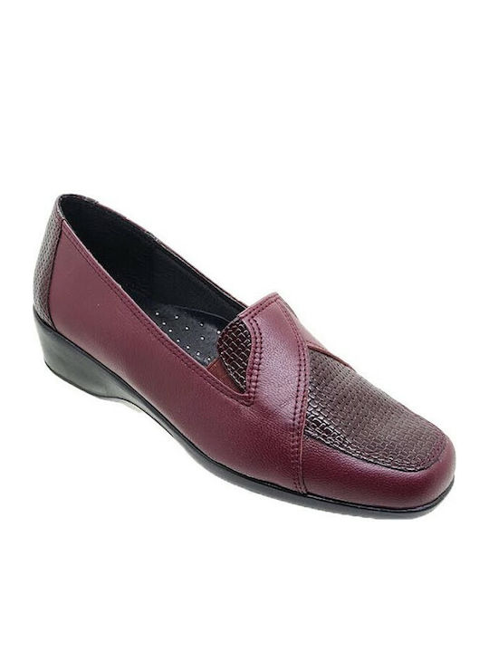Leon Leather Women's Moccasins in Burgundy Color