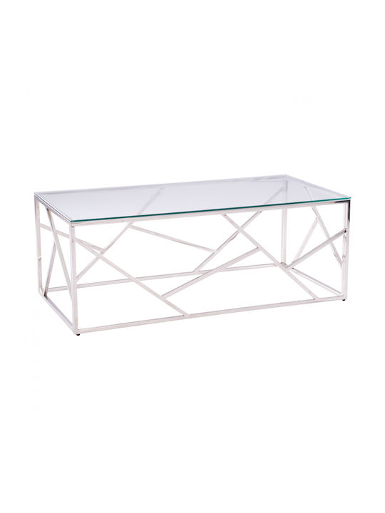 Rectangular Coffee Table Jana Glass Chromium L120xW60xH45cm