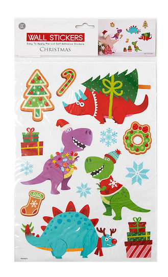 Fun World Χριστουγεννιάτικα Aufkleber für die Wand 24.5x25cm. Dinosaurier