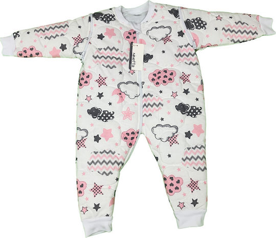 Ninetta Bebe Winter Schlafsack mit Füßen Wolken 2.5 Tog Rosa mit abnehmbaren Ärmeln