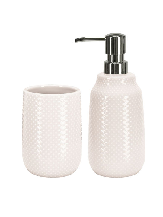 Kleine Wolke Dotty Ceramic Bathroom Accessory Set White 2pcs